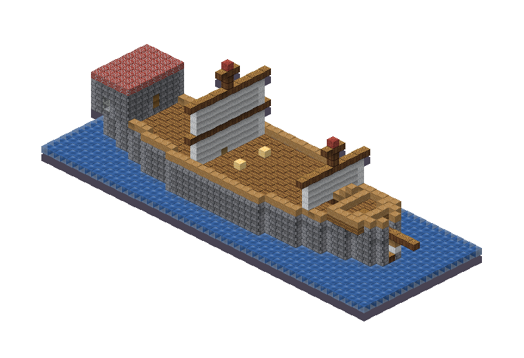 A generated sailing ship with masts and sails